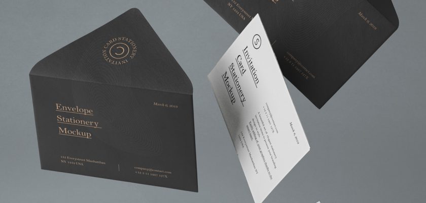 Invitation cards and envelopes mockup