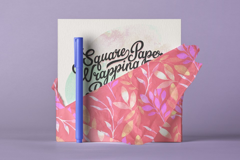 Download Square Invitation Card Paper Wrap Mockup - Free Mockup Download