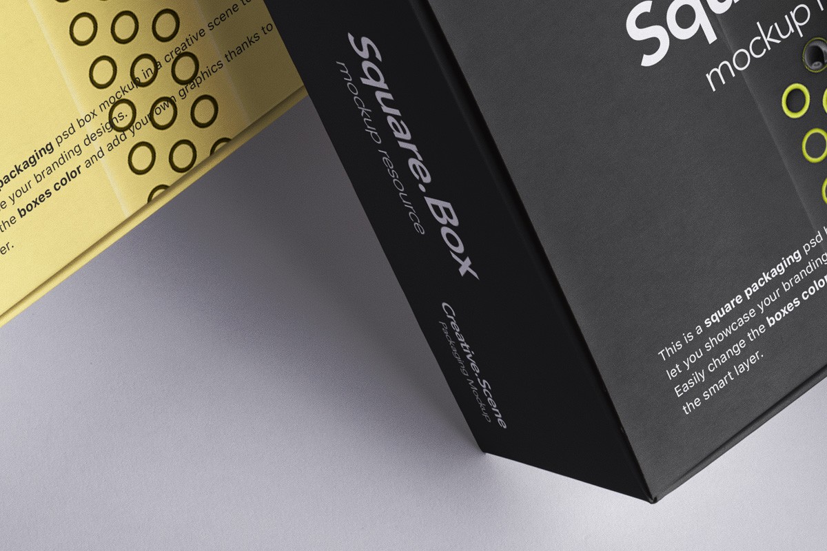 Square Packaging Boxes Mockup