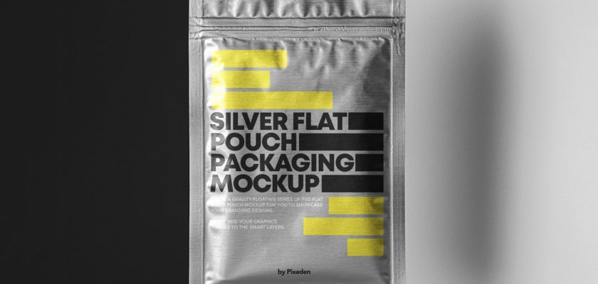 Free flat floating bag packaging mockup