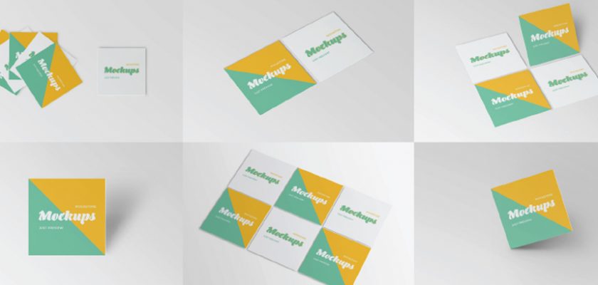 Free Square Business Card Mockup