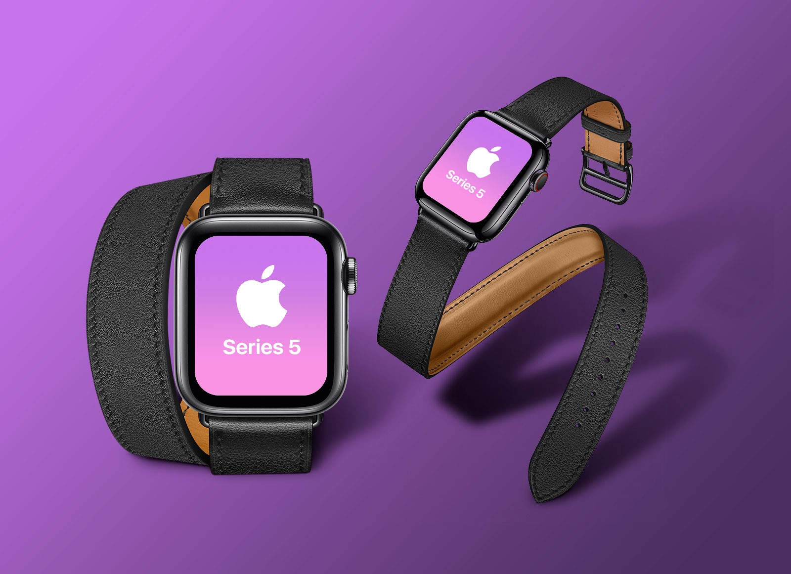 Download Free PSD Apple Watch Series 5 Black Band Mockup - Free ...