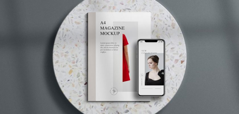 A4 Magazine and iPhone Mockup