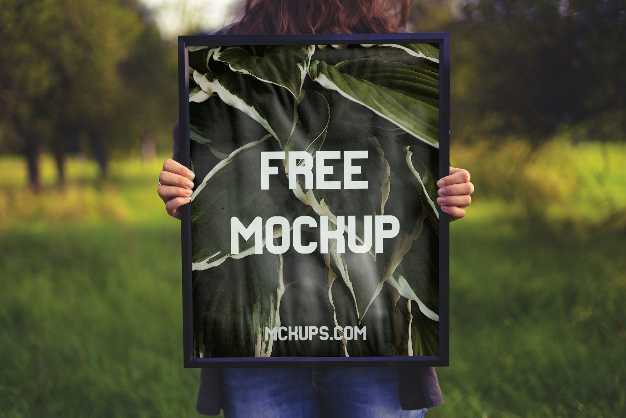 Download Woman Holding Art Poster Free Mockup Free Mockup Download