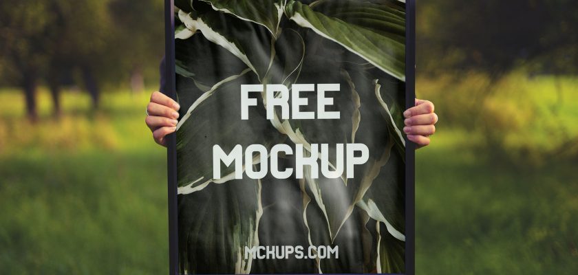 Woman Holding Art Poster Free Mockup