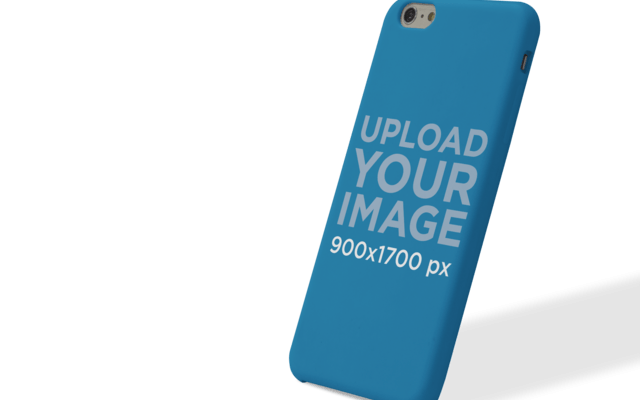 Download Phone Case Mockup of an iPhone 6 leaning over a zero background - Free Mockup Download