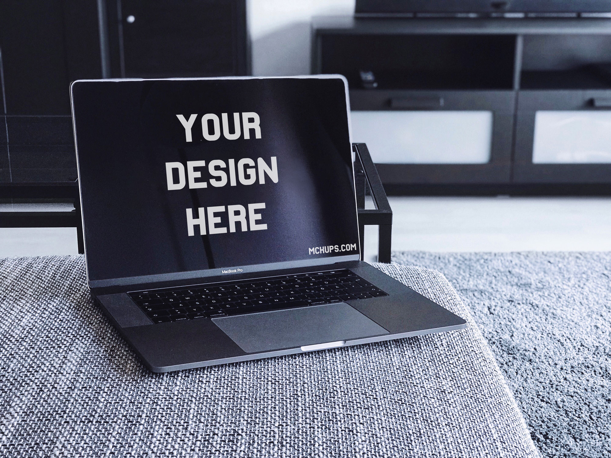 Download Free Macbook Pro Mockup On A Couch Free Mockup Download