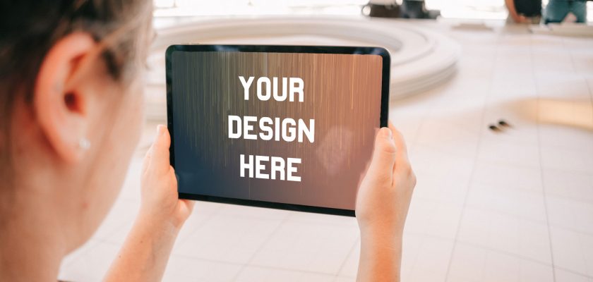 Woman Holding iPad Pro Mockup