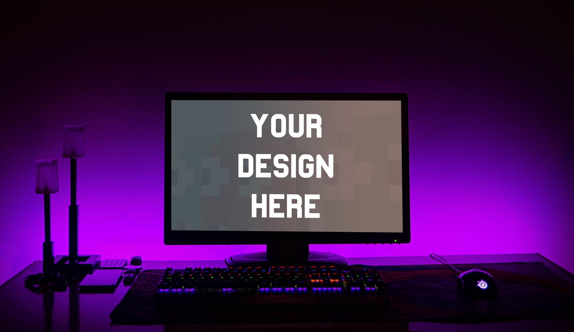 Modern Gaming Computer Mockup With Blue Light Background And Sleek Design, Pc  Gamer, Gaming Pc, Gaming Room Background Image And Wallpaper for Free  Download