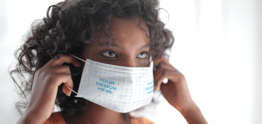 African-American Woman Wearing a Face Mask Free Mockup Generator