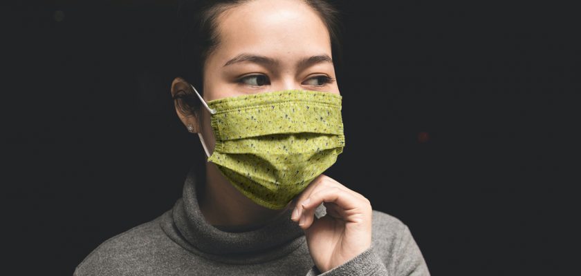 woman with facemask mockup