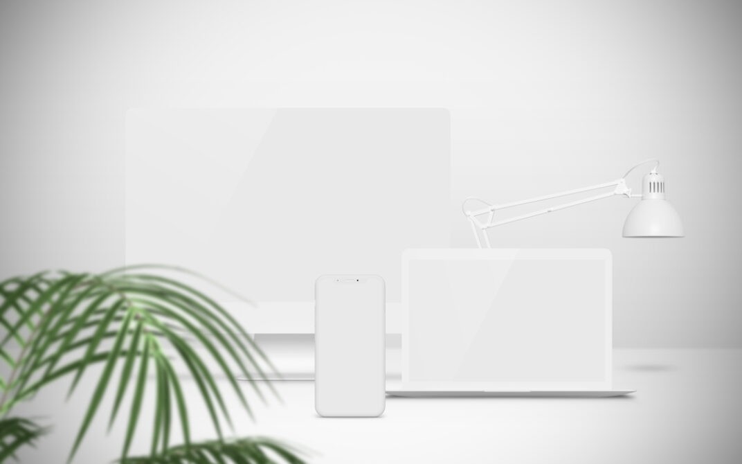 Web Design Showcase With iMac, MacBook and iPhone Mockup