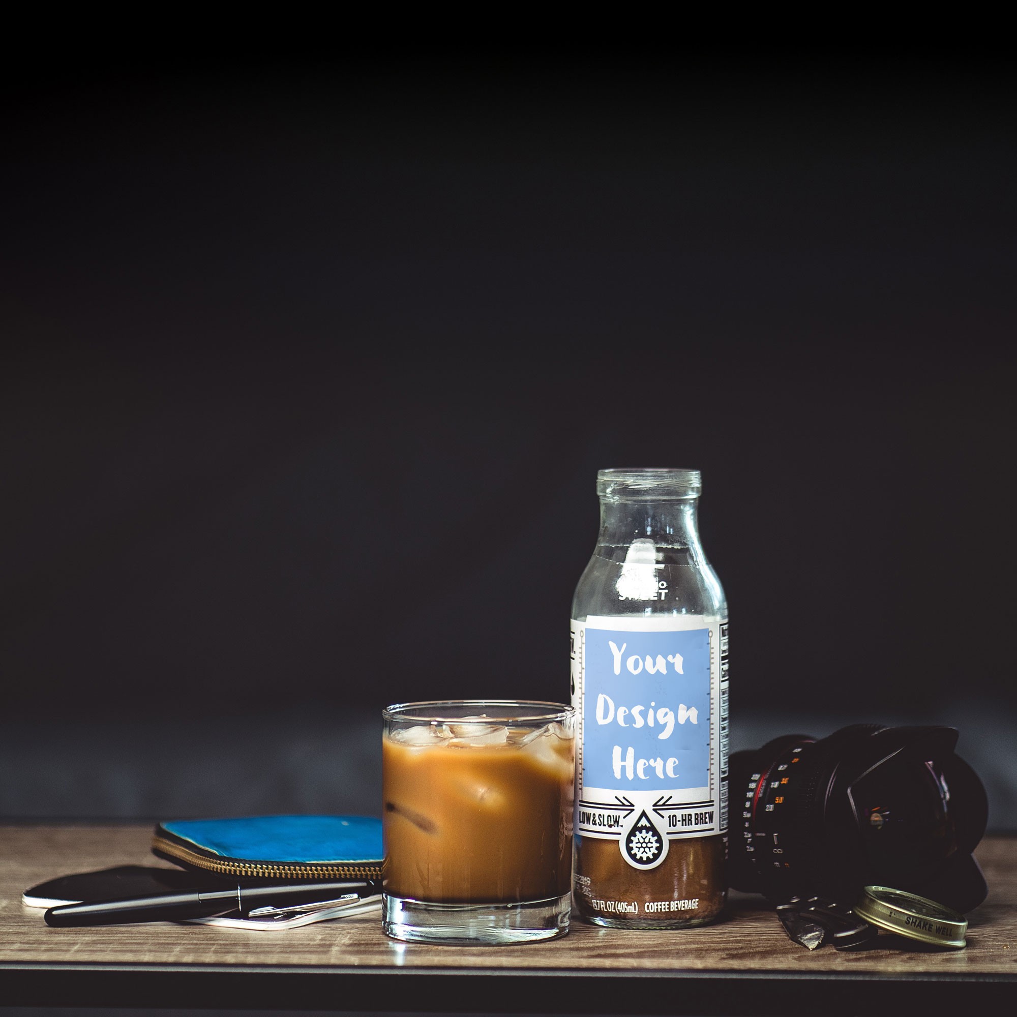 cold brew coffee bottle mockup label preview