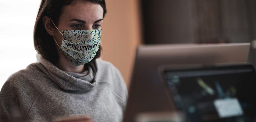 working in face mask mockup