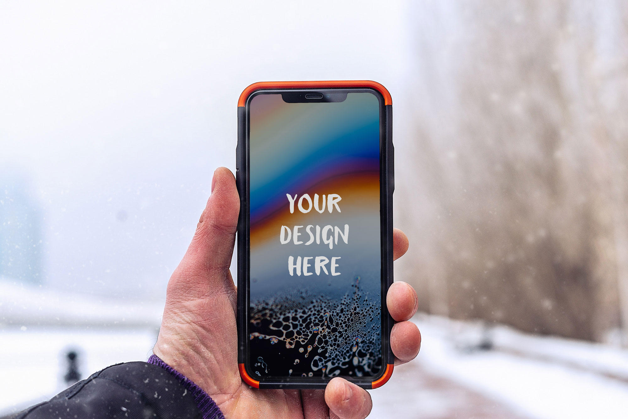 Iphone In Hand Winter Mockup Free Mockup Download