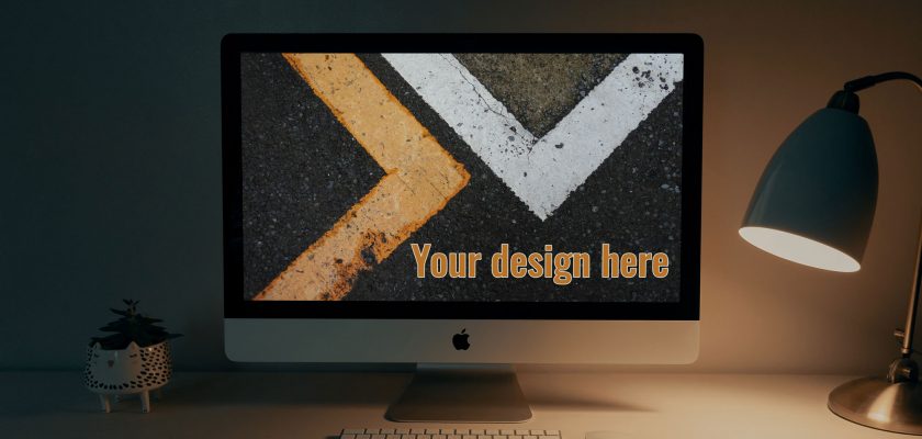 imac on a desk mockup