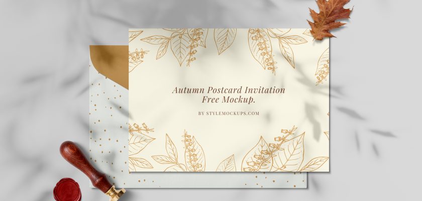 Free Autumn Postcard Invitation Mockup