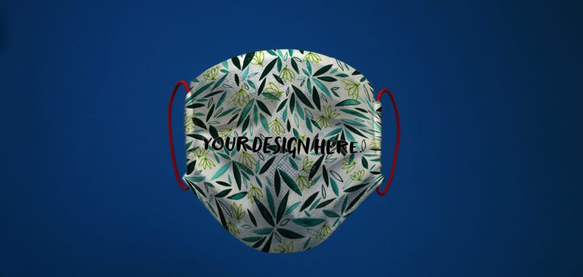 Face Mask Mockup on Blue Background