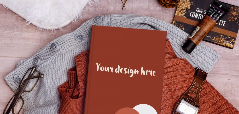 free book on clothes mockup