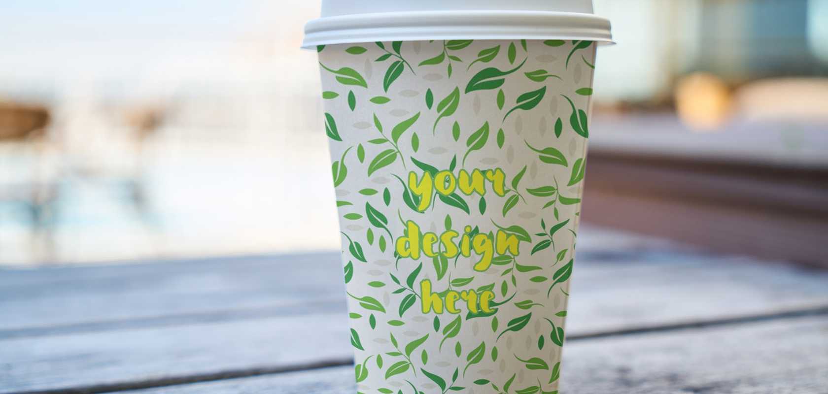 Paper Coffee Cup with Plastic Lid Mockup - Free Mockup Download