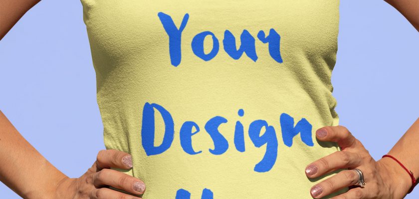 Tank top mockup of a woman with a power pose