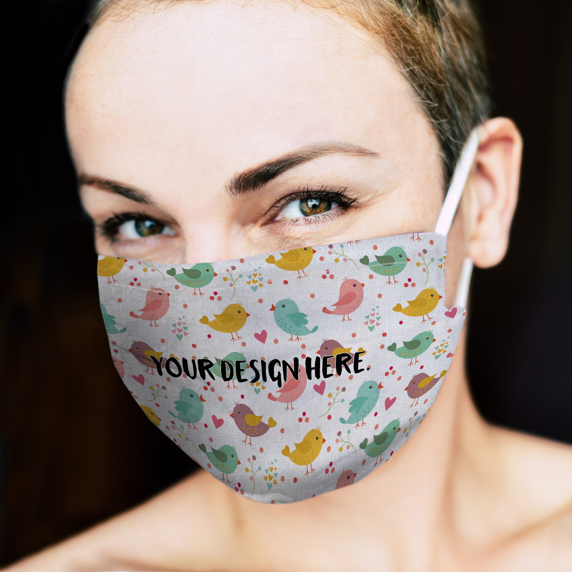 Smiling Woman in Face Mask Mockup