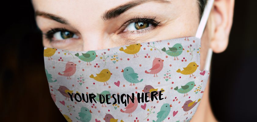 Smiling Woman in Face Mask Mockup