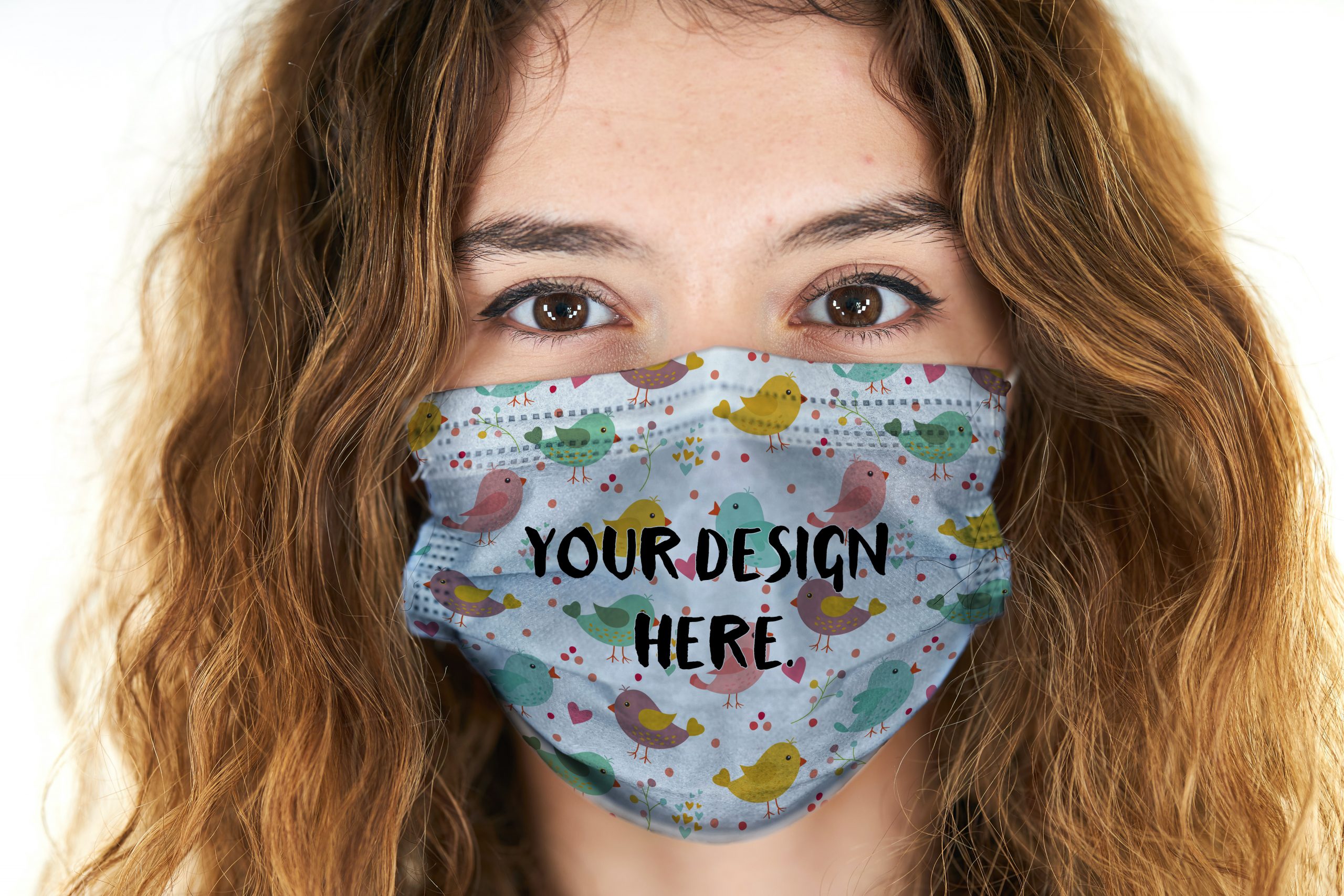 Download Mask Mockup on a Woman's Face - Free Mockup Download