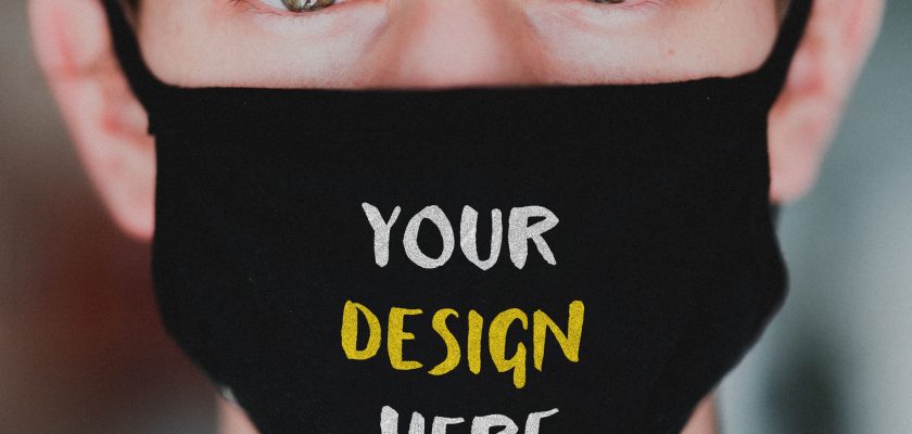 Mask on Young Guy's Face Mockup