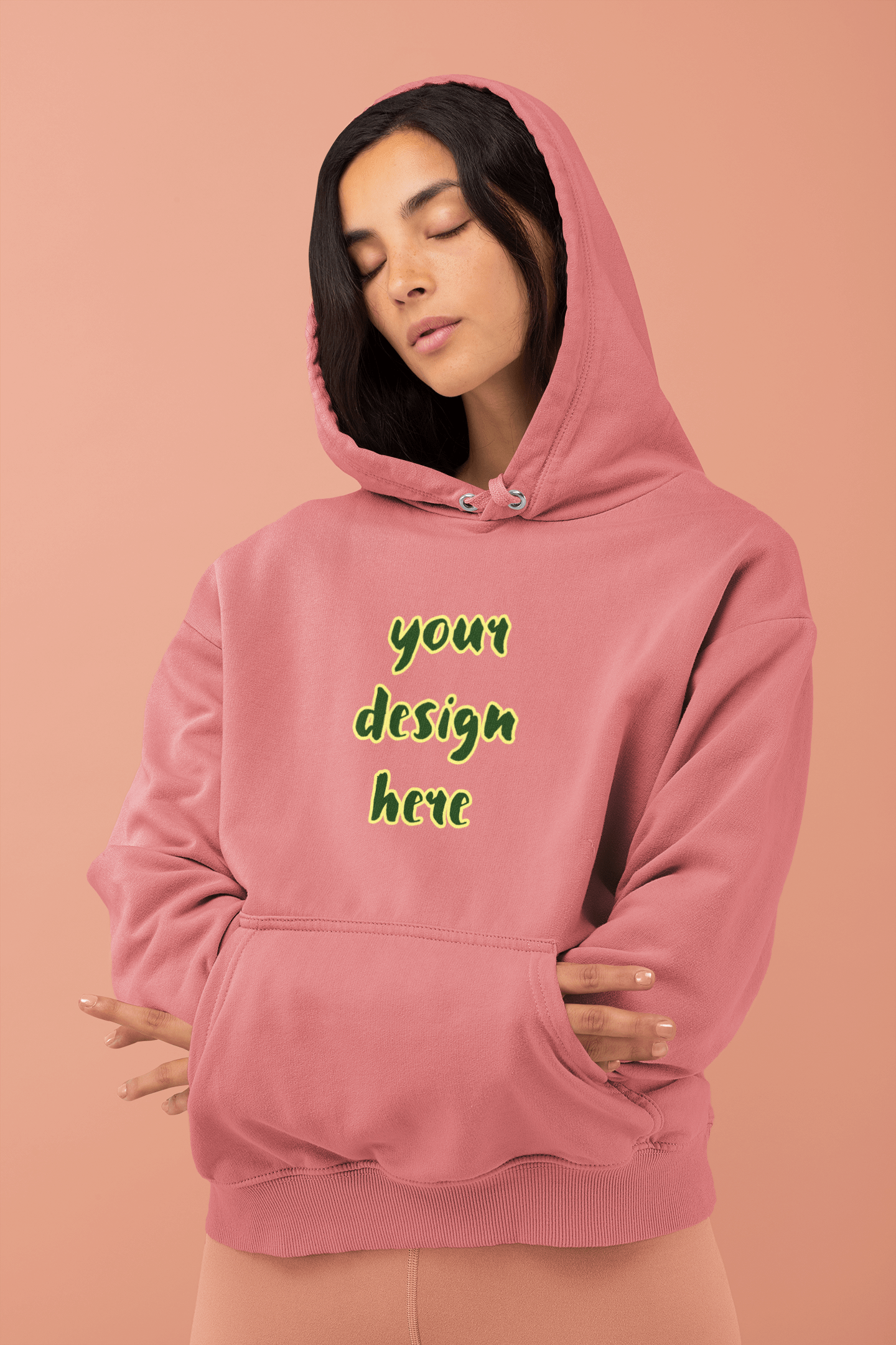 JPG Download Wood Background Blank Women's Black Hoodie Shirt Apparel Mockup Girl's Mock Up Sweater Fashion Styled Stock Photography