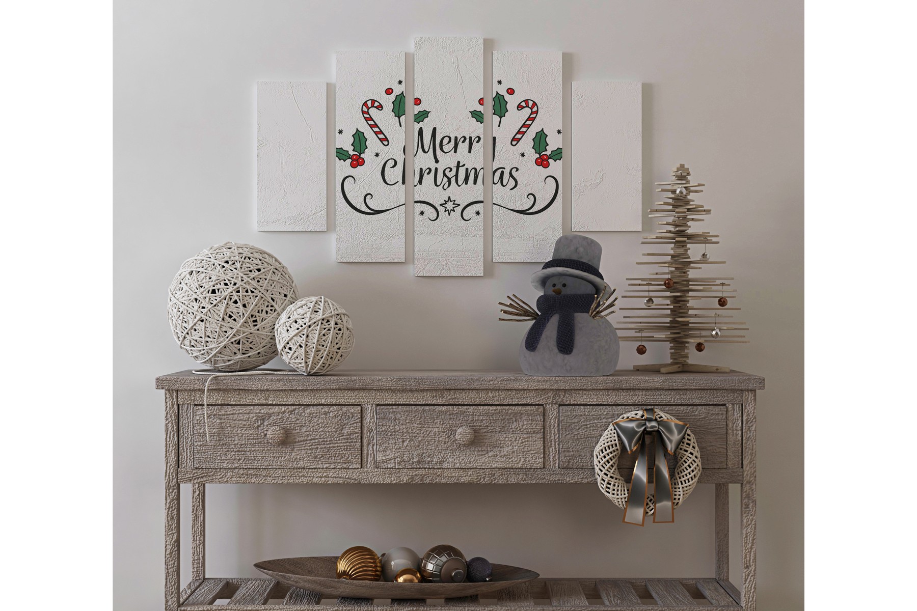 Poster Mockup in Christmas Livingroom