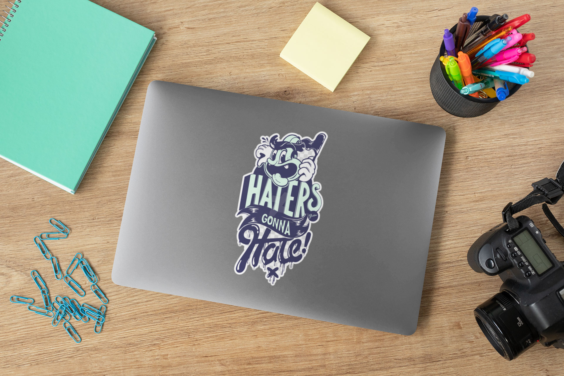 Sticker on a Laptop Mockup Generator