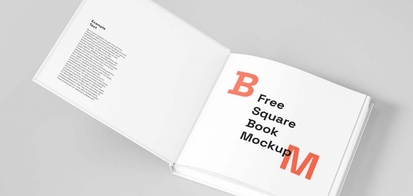 Free Open Square Book Mockup
