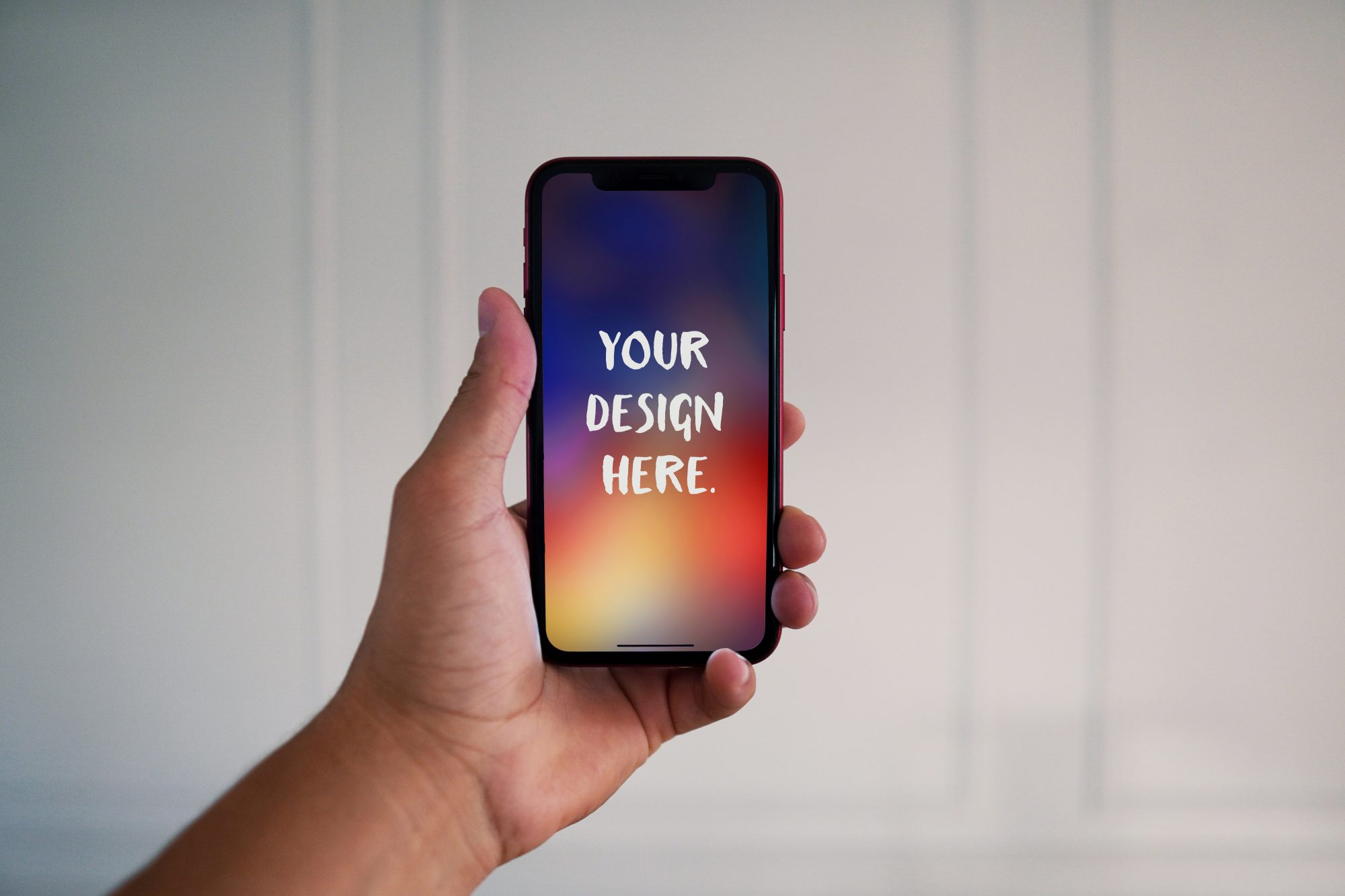 iPhone mockup in hand free