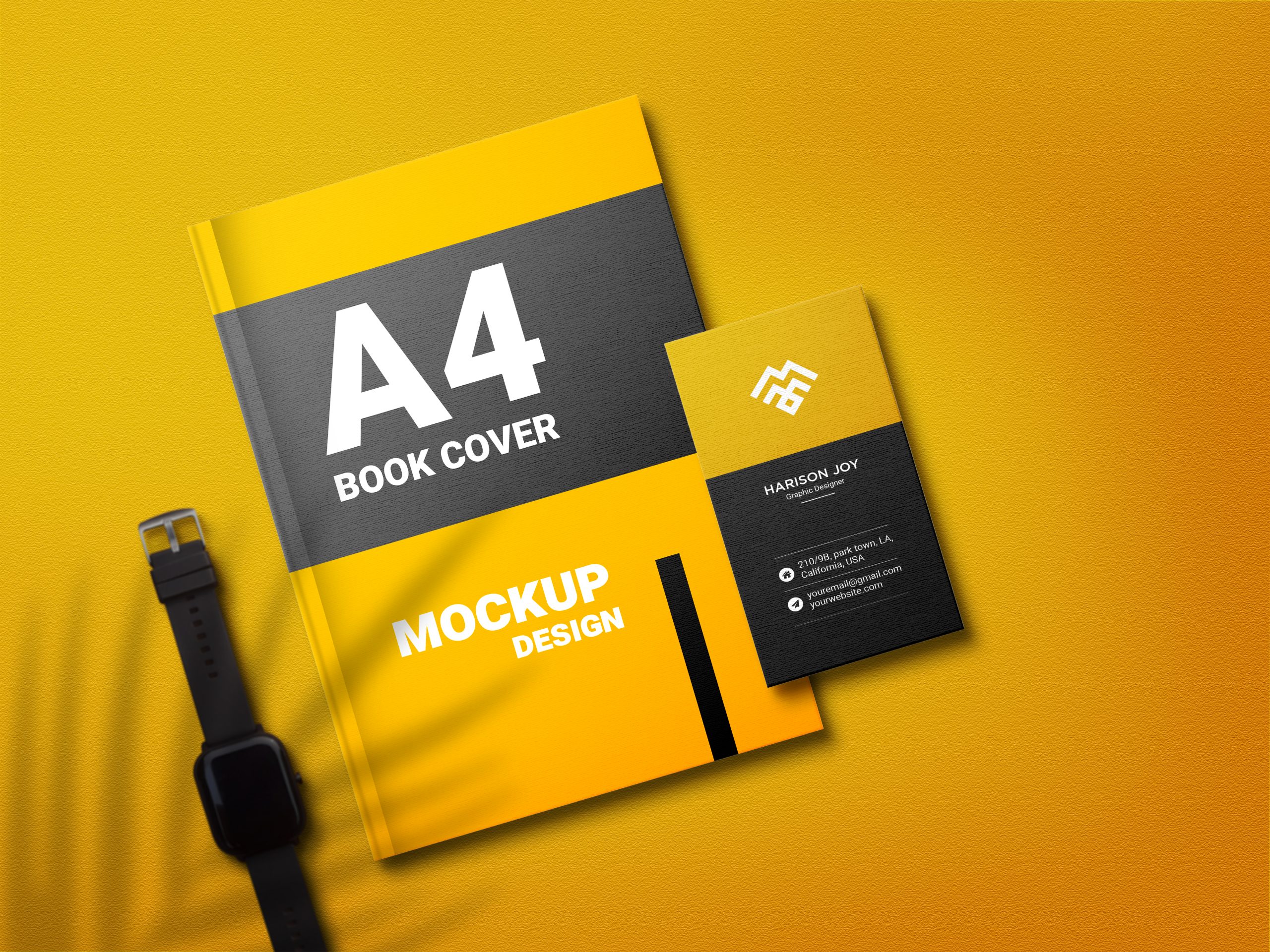 Book Cover with Business Card Mockup - Free Mockup Download