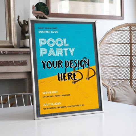 Free framed poster mockup PSD