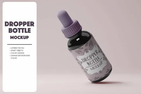 Free dropper bottle mockup
