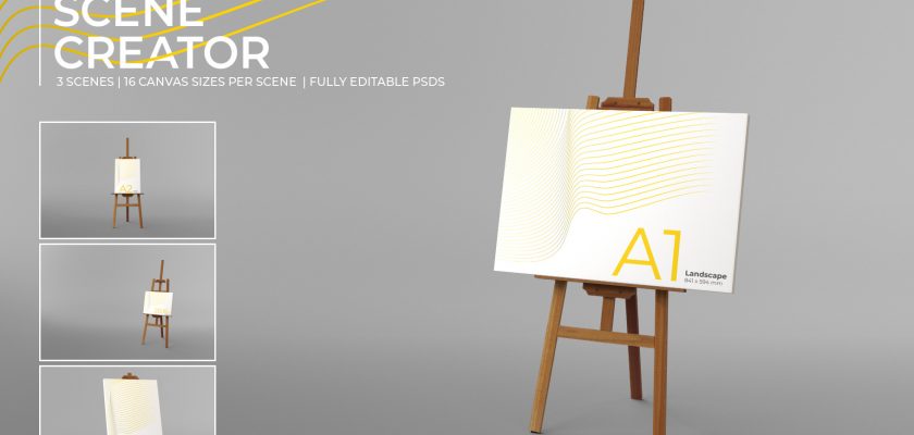 Easel and Canvas Mockup