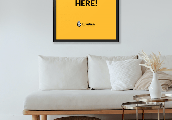Poster mockup in a modern living room