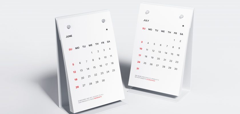 Free Realistic Desk Calendars Mockup