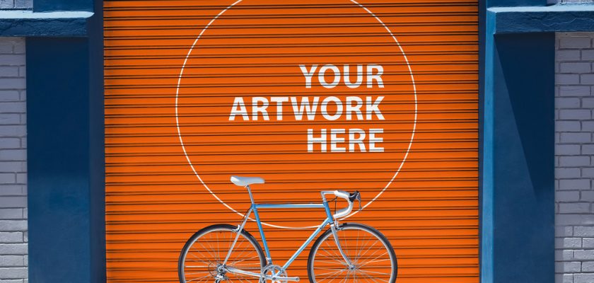 Urban Mural with Bicycle Mockup