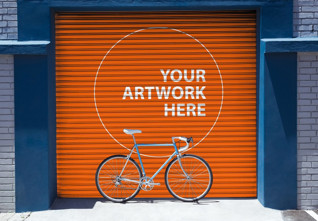Urban Mural with Bicycle Mockup