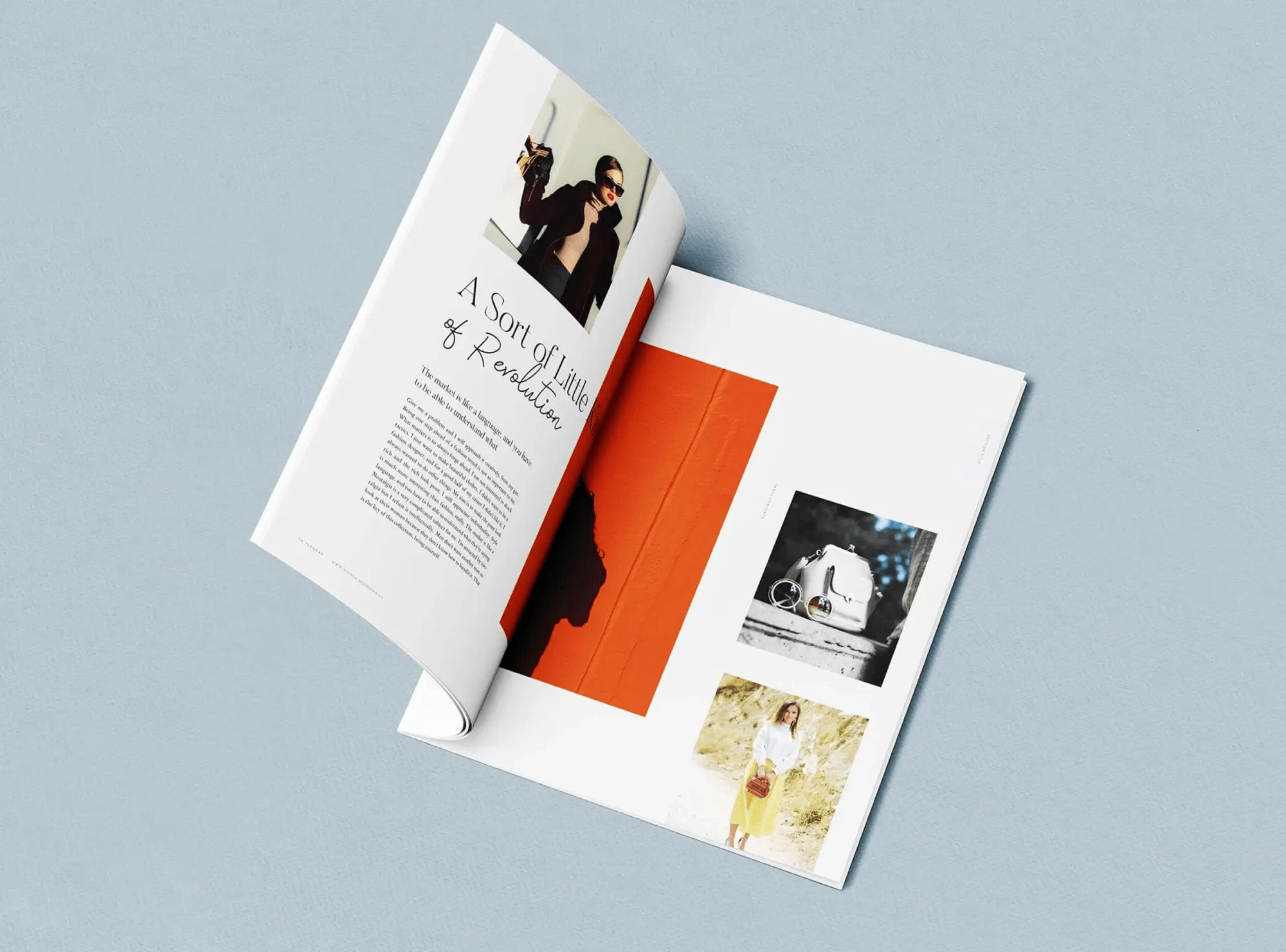 Stylish open magazine mockup displaying inner pages design on a clean background