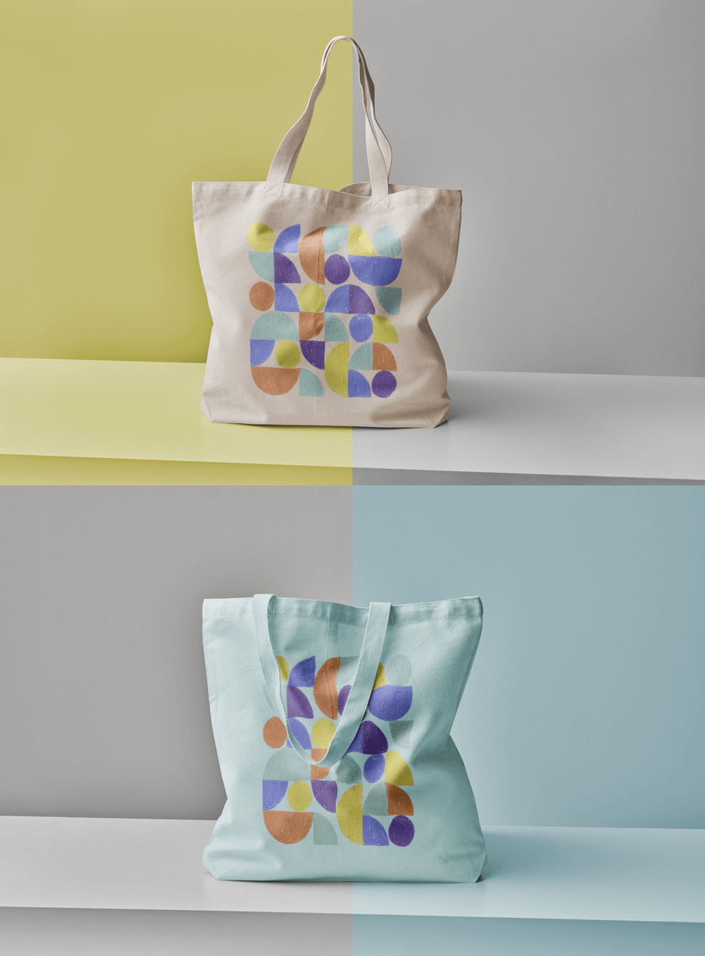 High-quality Canvas Tote Bag Mockup displayed on a neutral background, showcasing vibrant design possibilities.