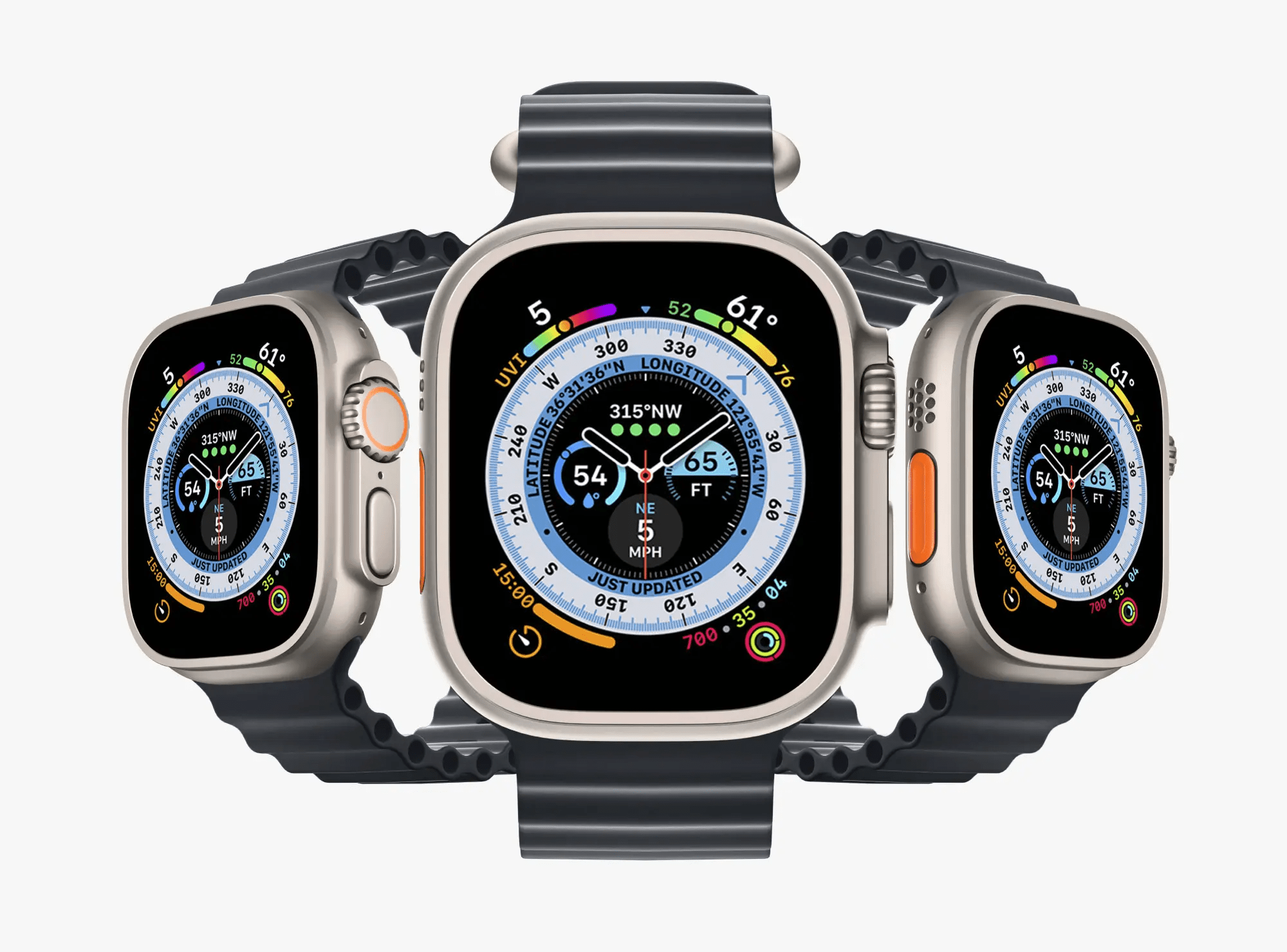High-resolution Apple Watch Ultra Mockup featuring 4 color styles