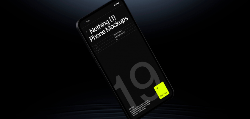Elevate your mobile designs with this free high-resolution smartphone mockup, tailored for the stylish Nothing Phone (1). Premium quality for standout showcases.