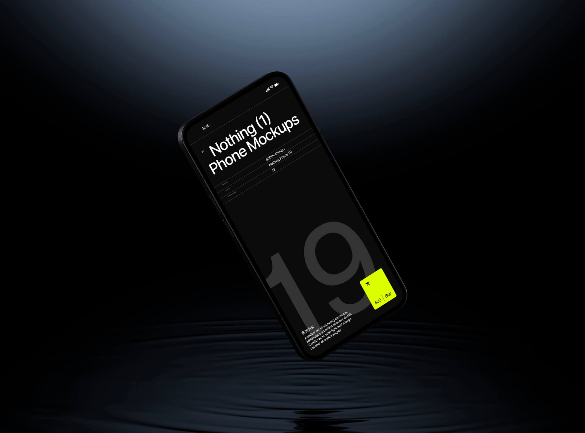 Realistic smartphone mockup displaying a vibrant user interface on the Nothing Phone (1).