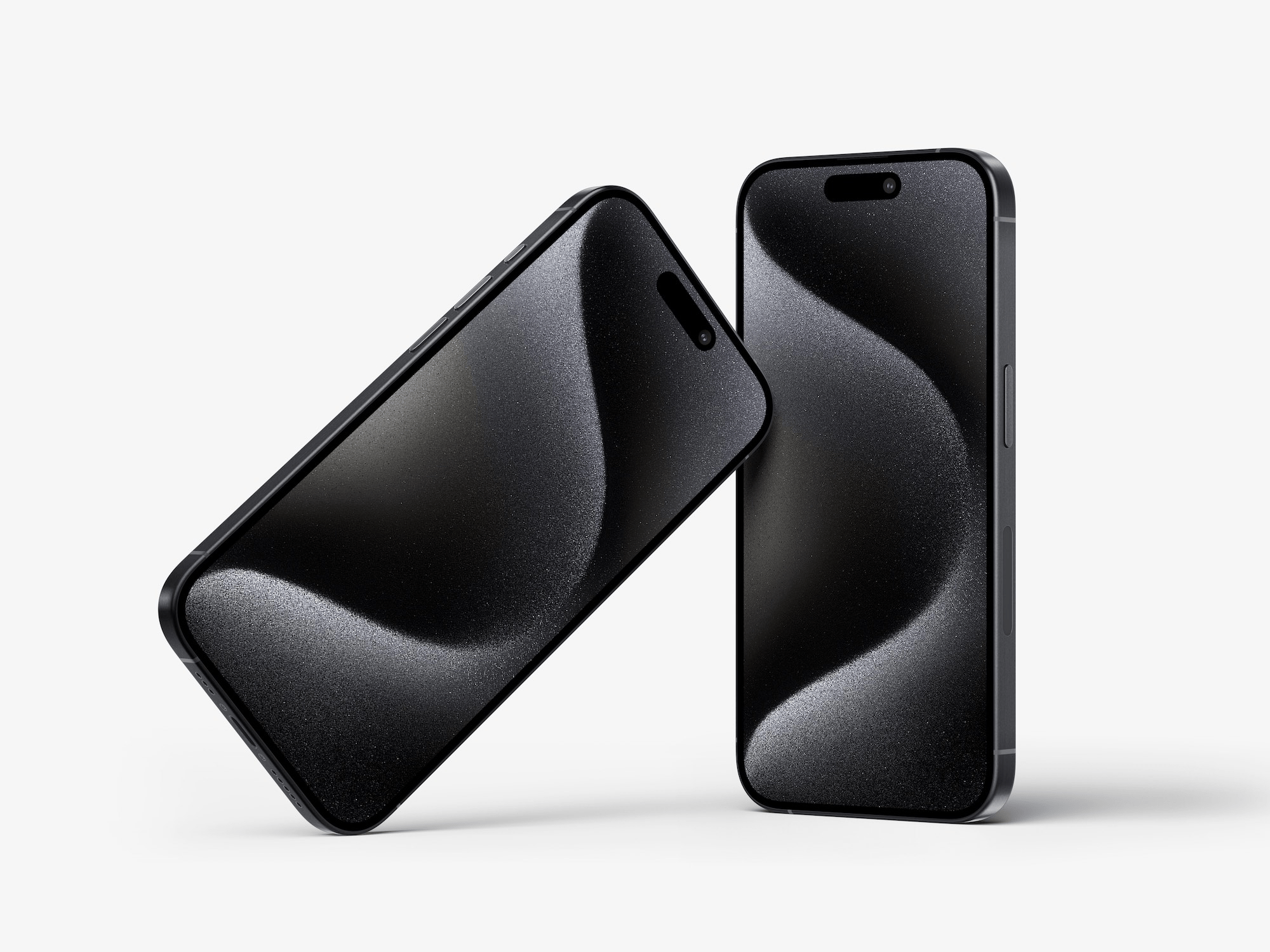 Two high-resolution iPhone 15 Pro mockups in black, capturing the sleek design and glossy finish.