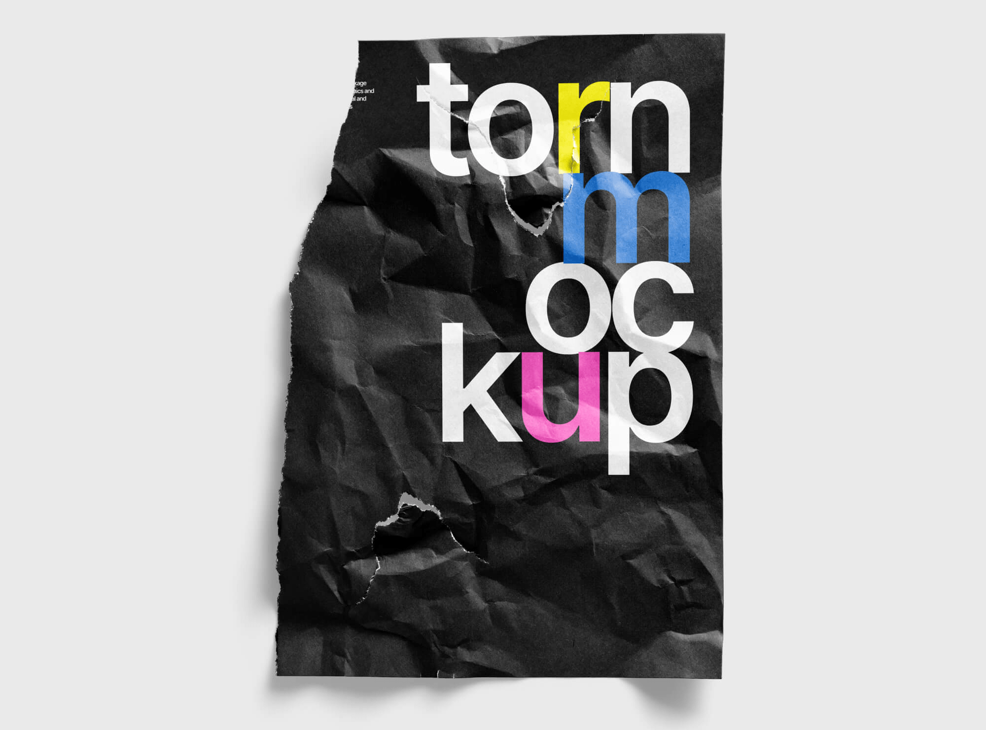 High-quality, detailed image of a Torn Poster Mockup, showcasing distressed textures and torn edges for an authentic presentation.
