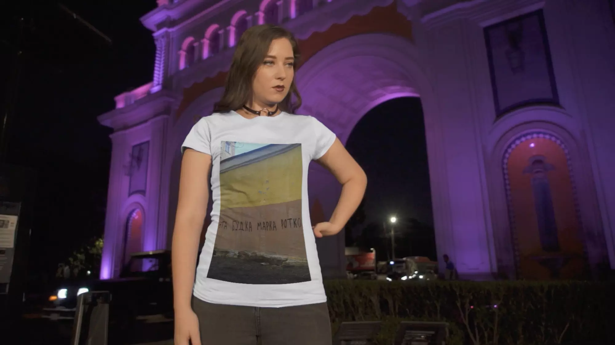 T-Shirt Mockup Video with Urban Night Setting